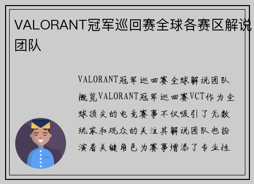 VALORANT冠军巡回赛全球各赛区解说团队