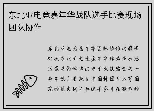 东北亚电竞嘉年华战队选手比赛现场团队协作